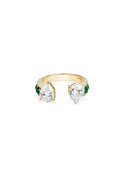 Theodora Double Emerald Tear Ring