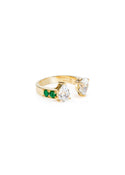 Theodora Double Emerald Tear Ring